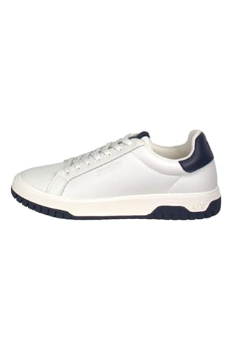 Armani Exchange Herren Duck, Leather, Back Logo Sneaker, Off White+Navy, 43 EU von Armani Exchange