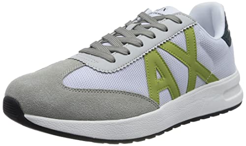 Armani Exchange Herren Dusseldorf Contrast Logo, Sneaker, OP.White+Fog+D.Green, 43.5 EU von Armani Exchange