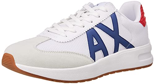 Armani Exchange Herren Dusseldorf Contrast Logo Sneakers, Op Weiß Blau, 40 EU von Armani Exchange