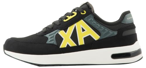 Armani Exchange Herren Dusseldorf Embossed Geometric Motifs Sneaker, Black+ Grey+ Yellow, 39 EU von Armani Exchange