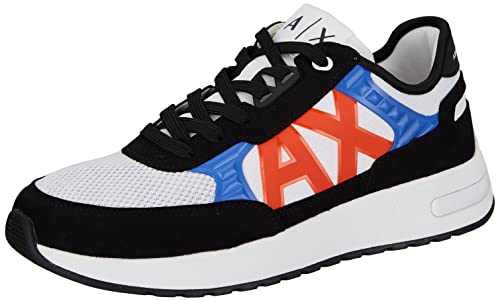 Armani Exchange Herren Dusseldorf Embossed Geometric Motifs Sneaker, Black+OP.WHT+Flame, 41 EU von Armani Exchange