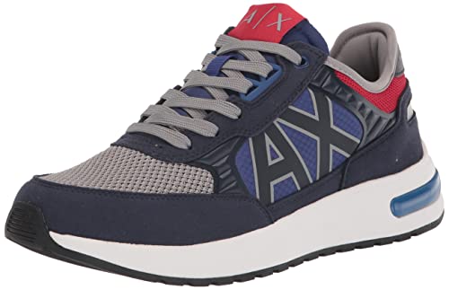 Armani Exchange Herren Dusseldorf Embossed Geometric Motifs Sneaker, Dunkelblau, 42 EU von Armani Exchange