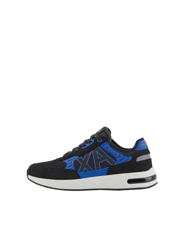 Armani Exchange Herren Dusseldorf Embossed Geometric Motifs Sneaker, Black+Bluette, 44 EU von Armani Exchange