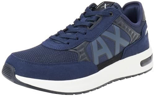 Armani Exchange Herren Dusseldorf Embossed Geometric Motifs Sneaker, Navy+Black, 40.5 EU von Armani Exchange