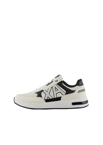 Armani Exchange Herren Dusseldorf Embossed Geometric Motifs Sneaker, White+Black, 40 EU von Armani Exchange