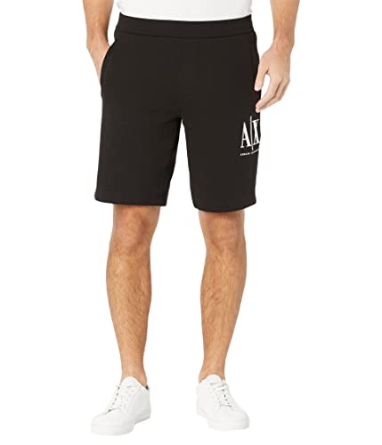 Armani Exchange Herren Embroidered Front Logo, Adjustable Drawstrings Lässige Shorts, Black, XS von Armani Exchange