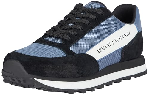 Armani Exchange Herren Essential Osaka, Color Contrasts Sneaker, Black+Blue, 42 EU von Armani Exchange