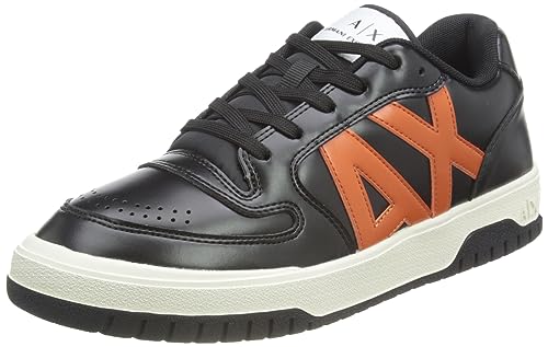 Armani Exchange Herren Faux Leather, Embossed Logo, lace up Sneaker, Black, 43 EU von Armani Exchange