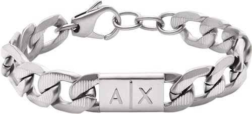 Armani Exchange Armband Für Männer, Länge: 190mm+35mm, Breite: 18mm, Höhe: 11.5mm Silbernes Edelstahlarmband, AXG0077040 von Armani Exchange