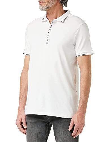 Armani Exchange Herren Hidden Buttons, Stretch Cotton Poloshirt, Weiß, XXL von Armani Exchange