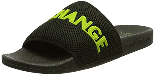 Armani Exchange Herren Hong Kong Pool Slide Sandal, Fango+Lime, 44 EU von Emporio Armani