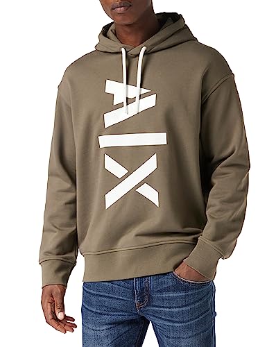 Armani Exchange Herren Hooded, Maxi Contrast Logo, Cuffed Sweatshirt, Brown, XS EU von Armani Exchange