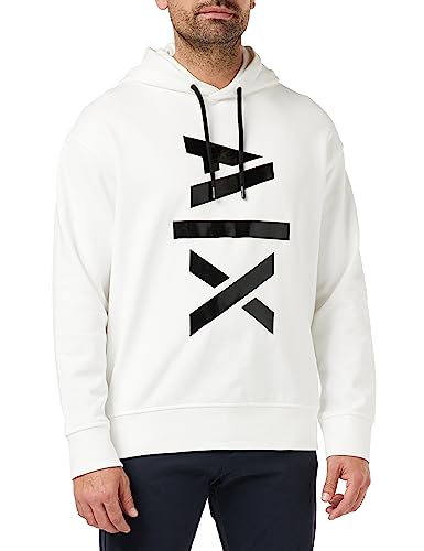 Armani Exchange Herren Hooded, Maxi Contrast Logo, Cuffed Sweatshirt, Weiß, M EU von Armani Exchange