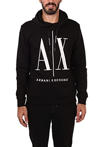 Armani Exchange Herren Hoodie, Maxi Print Logo on Front Sweatshirt, Black, L von Armani Exchange