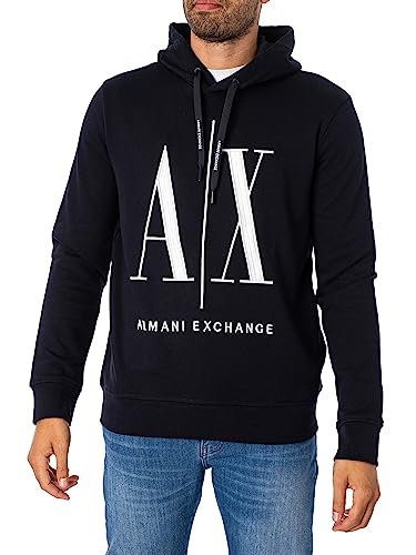 Armani Exchange Herren Hoodie, Maxi Print Logo on Front Sweatshirt, Blau, M EU von Armani Exchange