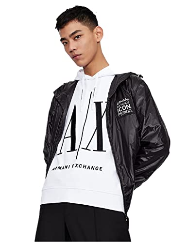 Armani Exchange Herren Hoodie, Maxi Print Logo on Front Sweatshirt, White, M von Armani Exchange