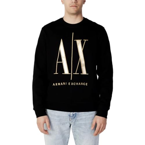 Armani Exchange Herren Icon, Maxi Front Logo, Crew Neck Sweatshirt, Schwarz, M EU von Armani Exchange