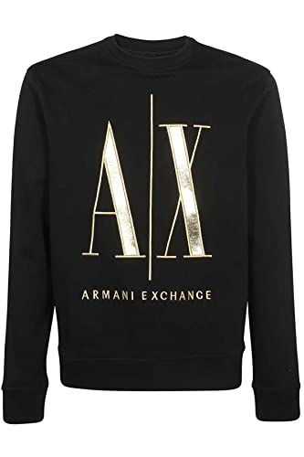 Armani Exchange Herren Icon, Maxi-Logo vorne, Rundhalsausschnitt. Sweatshirt, Black, XL von Armani Exchange