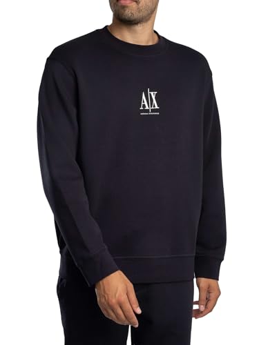 Armani Exchange Herren Icon Project, Embroidered Logo, Crewneck Sweatshirt, Deep Navy, M von Armani Exchange