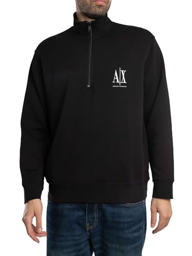 Armani Exchange Herren Icon Project, Embroidered Logo, Front Zip Sweatshirt, Schwarz, Large von Armani Exchange