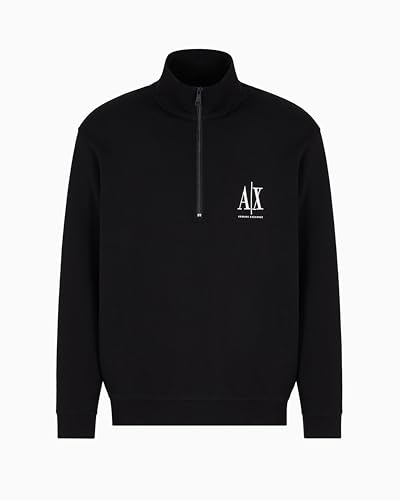 Armani Exchange Herren Icon Project, Embroidered Logo, Front Zip Sweatshirt, Schwarz, S von Armani Exchange
