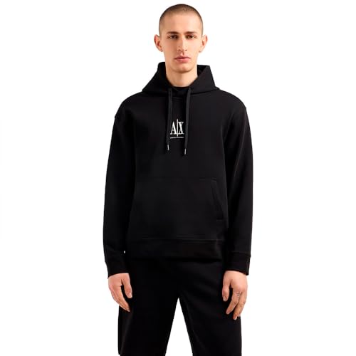 Armani Exchange Herren Icon Project, Embroidered Logo Kapuzenpullover, Schwarz, XS von Armani Exchange