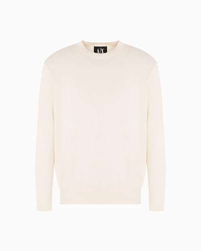 Armani Exchange Herren Icon Project, Embroidered Logo Pullover, beige, XXL von Armani Exchange