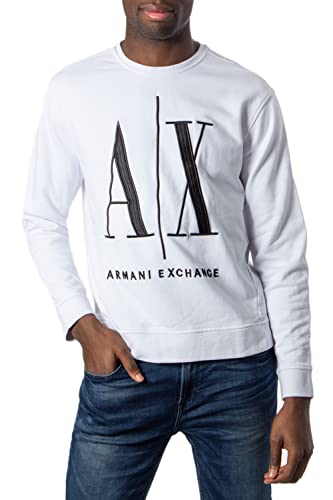 Armani Exchange Herren Icon Sweat Sweatshirt, Weiß, L von Armani Exchange