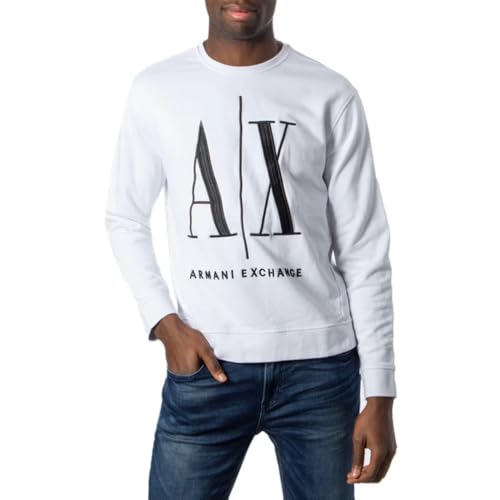 Armani Exchange Herren Icon Sweat Sweatshirt, Weiß, L von Armani Exchange