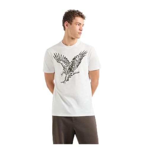 Armani Exchange Herren Large Embroidered Eagle Regular Fit Cotton Jersey T-Shirt, Off White, L EU von Armani Exchange