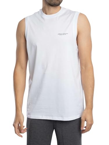 Armani Exchange Herren Lockere Weste Mit Logo Auf Der Brust, White, S von Armani Exchange
