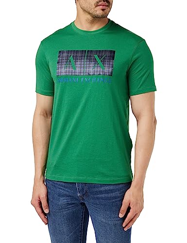 Armani Exchange Herren Logo Box On Front, Regular Fit, Round Neck T-Shirt, Grün, XL EU von Armani Exchange