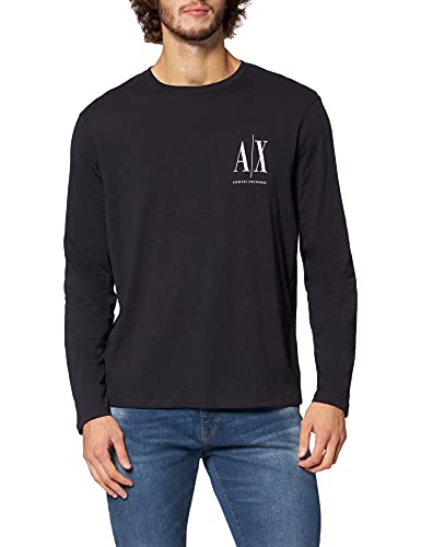 Armani Exchange Herren Long Sleeves, Front Print Logo T-Shirt, Blau, XS von Armani Exchange