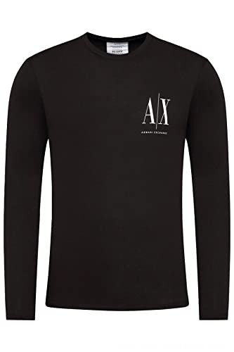 Armani Exchange Herren Long Sleeves, Front Print Logo T-Shirt, Schwarz, M von Armani Exchange