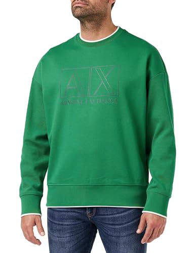 Armani Exchange Herren Long Sleeves, Square Logo Blocks, Hem Contrast Line Sweatshirt, Verdant Green, M EU von Armani Exchange