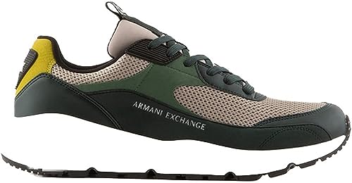 Armani Exchange Herren Micro Suede, Color Shades, Sneaker, Dark Geen+Fog+Green, 39.5 EU von Armani Exchange