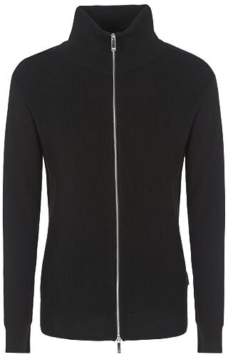 Armani Exchange Men's Merino Wool Mix Full Zip Mock Neck Sweater Cardigan, Black, Klein von Armani Exchange