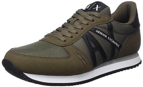 Armani Exchange Herren Micro Suede, Comfort Fit, lace up Sneaker, Crocodile/Blue, 44 EU von Armani Exchange