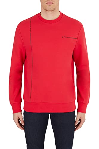 Armani Exchange Herren Nachhaltig, Logo-Linien-Detail, Rundhalsausschnitt Pullover Sweater, Lipstick Red, S von Armani Exchange