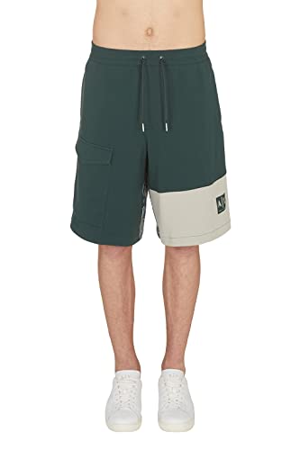 Armani Exchange Herren Nachhaltige, ungebürstete Bio-Baumwolle mit Fronttasche, Muster auf der Rückseite Bermuda Shorts, Green G/Lon. Fog, L von Armani Exchange