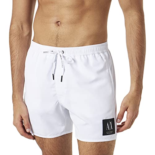 Armani Exchange Herren Nachhaltiger Stoff, Basice von Armani, Logo-Box. Board Shorts, White, XXL von Armani Exchange