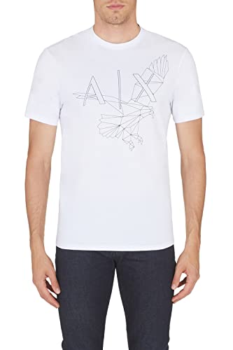 Armani Exchange Herren Nachhaltiger Stoff, gedrucktes Logo Adler, Normale Passform. T-Shirt, White, S von Armani Exchange