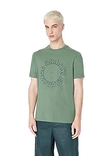 Armani Exchange Herren Nachhaltiger Stoff, rundes Logo, Normale Passform. T-Shirt, Duck Green, L von Armani Exchange