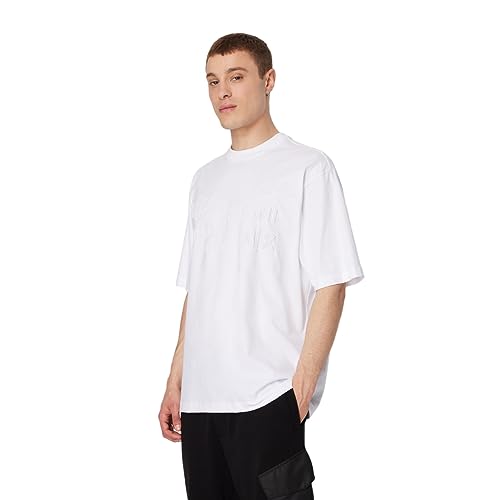 Armani Exchange Herren Oversized Heavy Cotton Jersey Embossed Logo Jumper Polo Sweater, Weiß, M EU von Armani Exchange