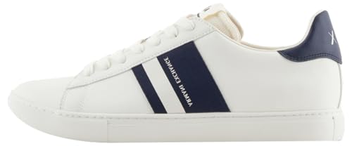 Armani Exchange Herren Paris Double line Sneaker, Off White+ Navy, 39.5 EU von Armani Exchange