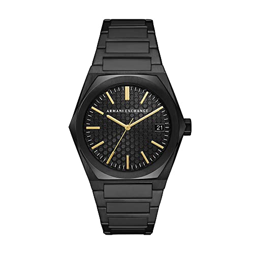 Armani Exchange Herren Quartz Armbanduhr, 44.00mm GehäusegröÃŸe mit schwarz analog Zifferblatt und schwarz Metallarmband Armband AX2812 von Armani Exchange