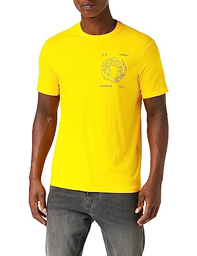 Armani Exchange Herren Round Logo Pattern, Regular Fit, Pima Cotton T-Shirt, Gelb, XS EU von Armani Exchange