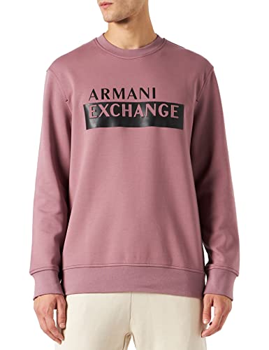 Armani Exchange Herren Round Neck, Long Sleeve, Maxi Logo On Front Pullover Sweater, Grape Shake, XS von Armani Exchange