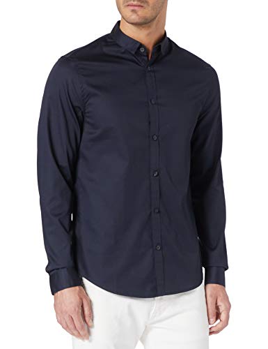 Armani Exchange Herren Satin Cotton Popeline Shirt, Navy, XS von Armani Exchange