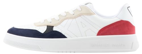 Armani Exchange Herren Seattle, Suede Details, Embroidered Logo Sneaker, Op.White+ Sky+red, 39 EU von Armani Exchange